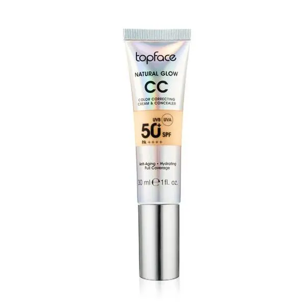 Topface CC крем със слънцезащита SPF 50+ UVB и UVA - Topface Natural Glow CC Color Correcting Cream &amp; Concealer, PT472.005, 30 мл
