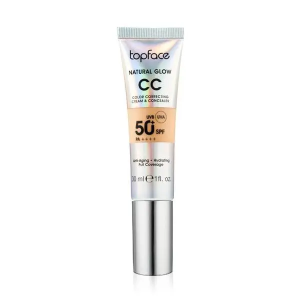 Topface CC крем със слънцезащита SPF 50+ UVB и UVA - Topface Natural Glow CC Color Correcting Cream &amp; Concealer, PT472.006, 30 мл