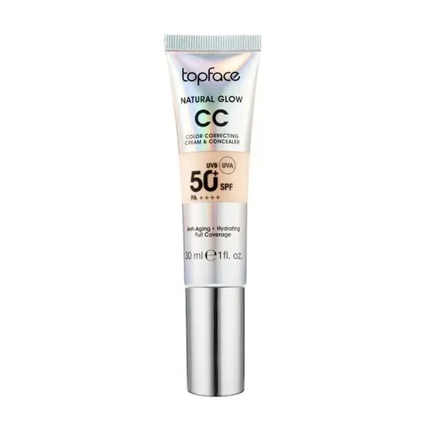 Topface CC крем със SPF 50+ UVB и UVA слънцезащита - Topface Natural Glow CC Color Correcting Cream &amp; Concealer, PT472.001, 30 мл