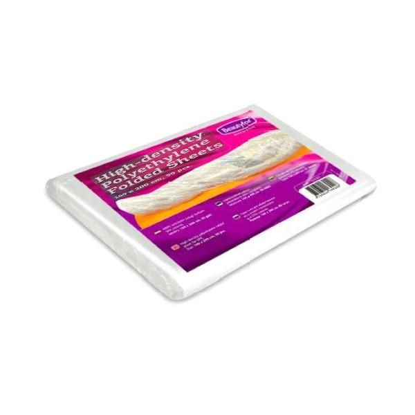 Beautyfor Чаршаф от полиетилен за опаковане на тялото - Beautyfor High-density Polyethylene Folded Sheets, 160 x 200см, 50 броя