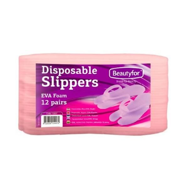 Beautyfor Чехли от бяла пяна за еднократна употреба - Beautyfor Disposable Slippers EVA Foam, 12 двойки