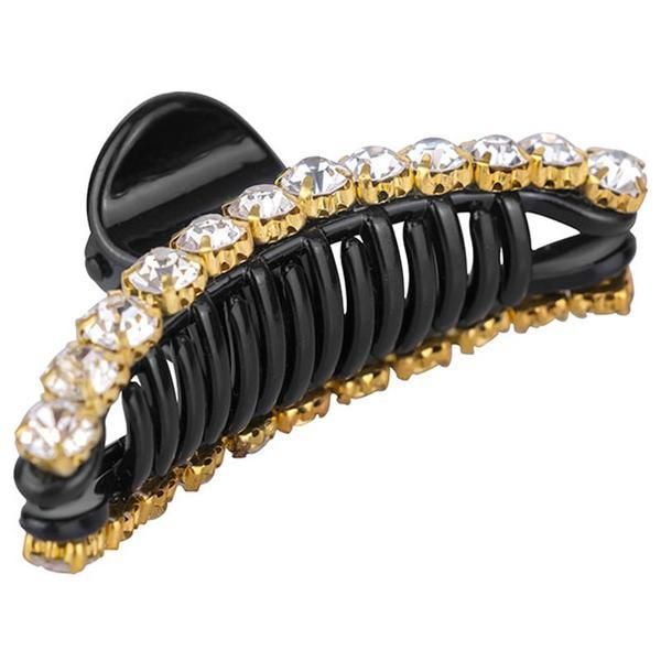 Lucy Style 2000 Черна шнола за коса с кристали Lucy Style 2000, 3,5 x 7 см