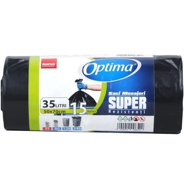 Sano Черни домакински чанти - Sano Optima Super, 35 л, 15 бр