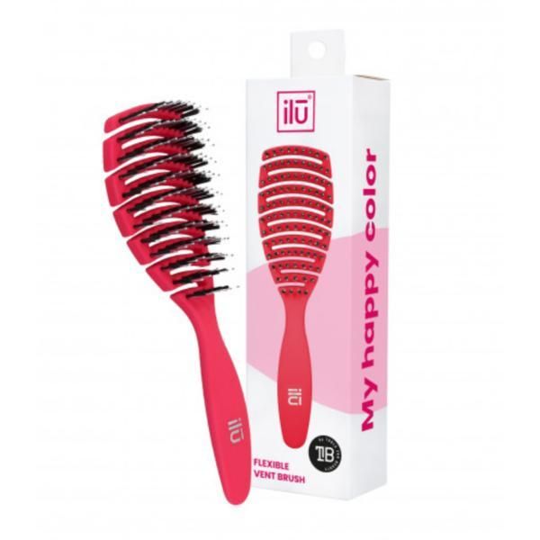 Ilu Четка за коса Ilu My Happy Color Flexible Vent Brush Detangling Rose
