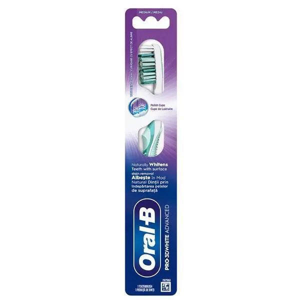 Oral-B Четка за зъби - Oral-B Pro-3DWhite Advanced, средна, 1 бр