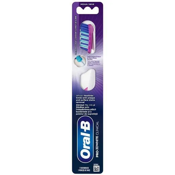 Oral-B Четка за зъби - Oral-B Pro-3DWhite Clinical, средна, 1 бр