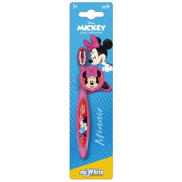 Mr. White Четка за зъби за деца - Mr. White Disney Mickey and Friends Minney Mouse, мека, 3+, розова, 1 бр
