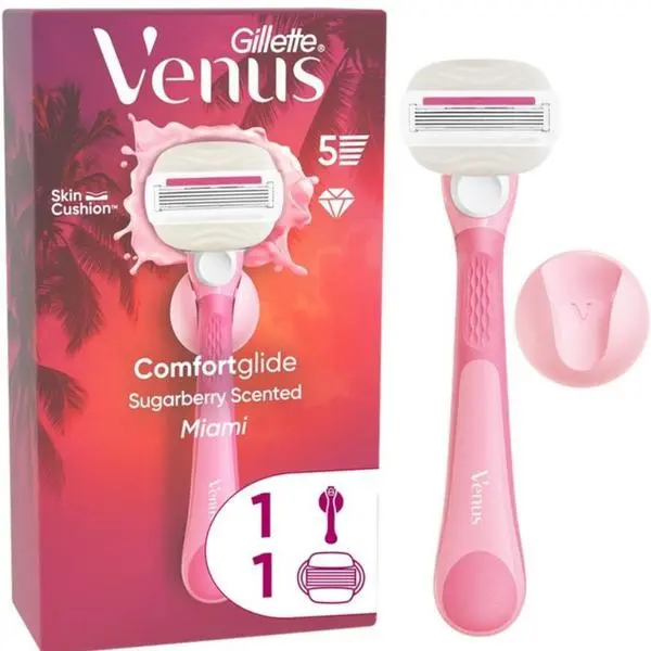 Gillette Дамска самобръсначка + 1 резервен пълнител - Gillette Venus Comfortglide Miami Sugarberry, 1 бр