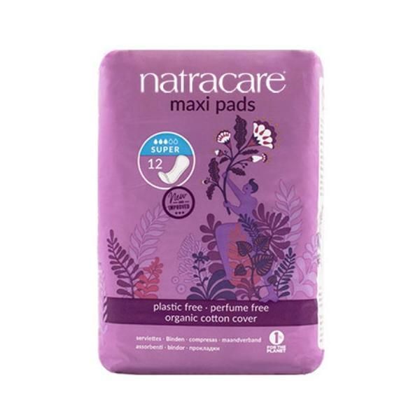 Natracare Дамски превръзки Natracare Wingless Maxi Pads Absorbent, 3 капки, 12 бр