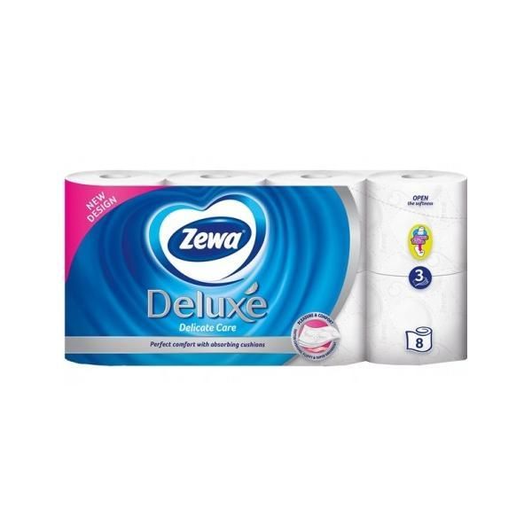 Zewa Деликатна 3-слойна тоалетна хартия - Zewa Deluxe Delicate Care, 8 ролки