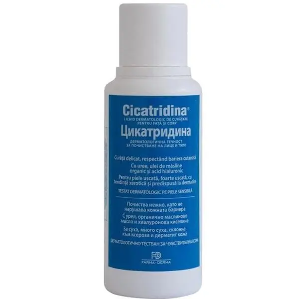 Naturpharma Дерматологична течност за лице и тяло Cicatridina Naturpharma, 250 мл