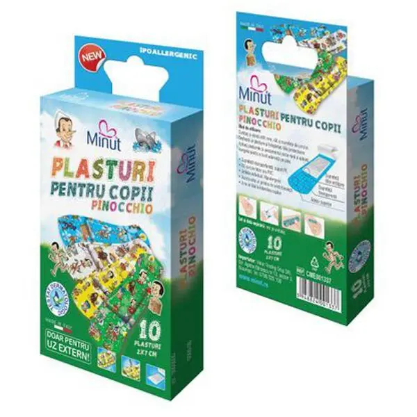 Minut Детски пластири пинокио  Minute Vision Trading 2 х 7 см., 10 бр