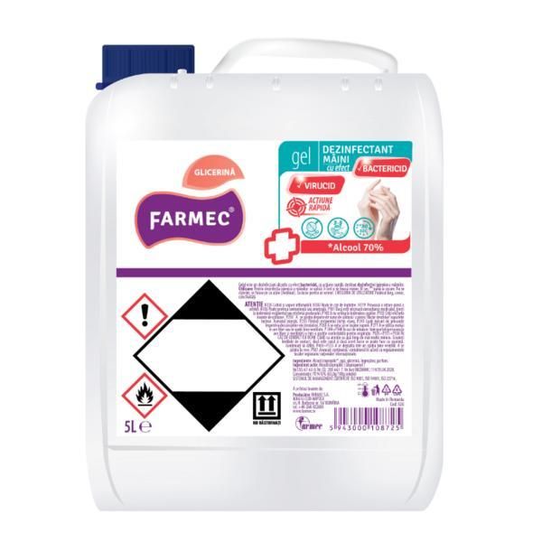 Farmec Дезинфекционен гел за ръце със 70% алкохол и глицерин Farmec, 5000 мл
