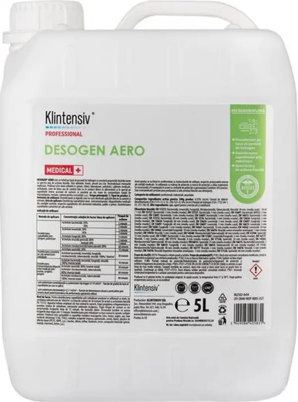 Klintensiv Дезинфекционен препарат с водороден прекис за микроаерофлора - Klintensiv Professional Desogen Aero Medical, 5000 мл