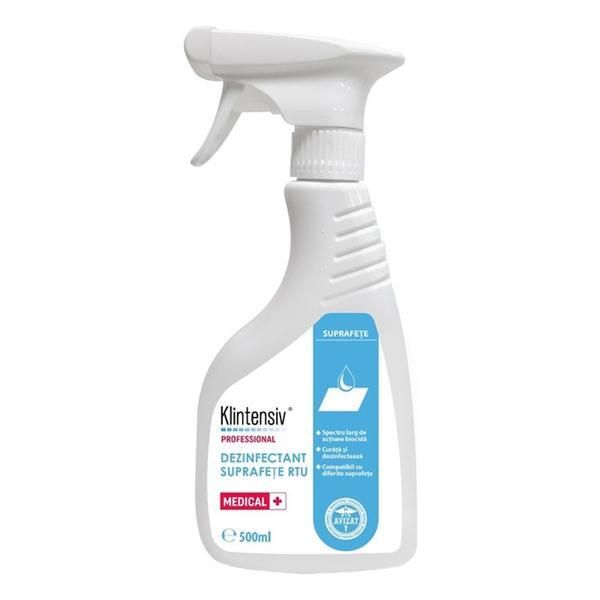 Klintensiv Дезинфекционен препарат за повърхности RTU - Klintensiv Professional Medical, 500 мл