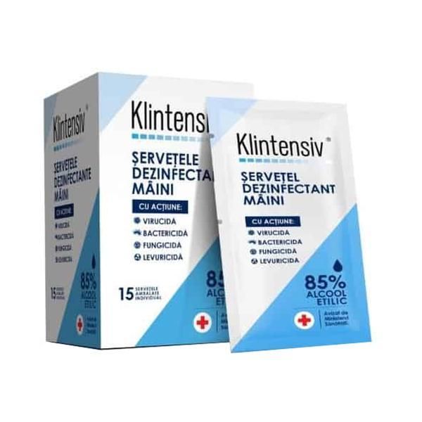 Klintensiv Дезинфекционни кърпички за ръце - Klintensiv 85% Ethyl Alcohol, 15 бр