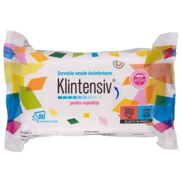 Klintensiv Дезинфекциращи мокри кърпички за повърхности - Klintensiv, 80 бр