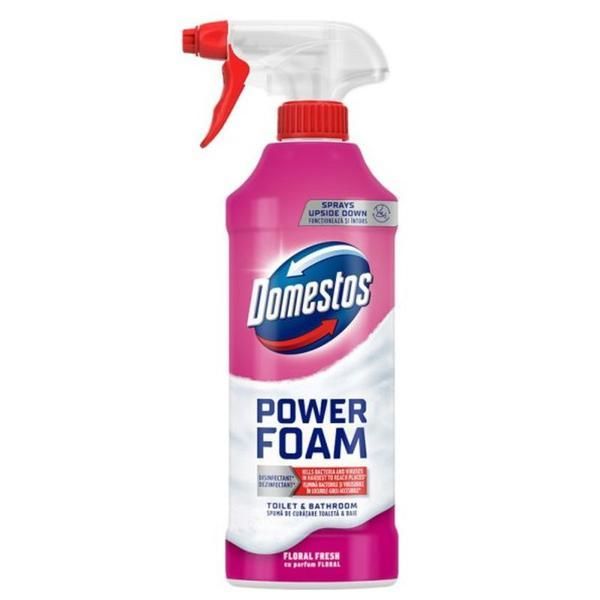 Domestos Дезинфектант под формата на пяна Floral Cleaning Foam Spray - Domestos Spray Power Foam Floral Fresh, 435 мл