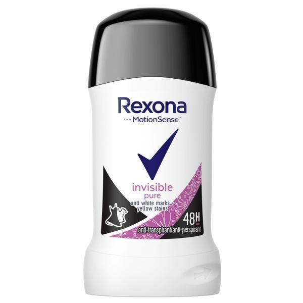 Rexona Дезодорант Invisible Antiperspirant Stick за жени - Rexona MotionSense Invisible Pure 48h, 40 мл