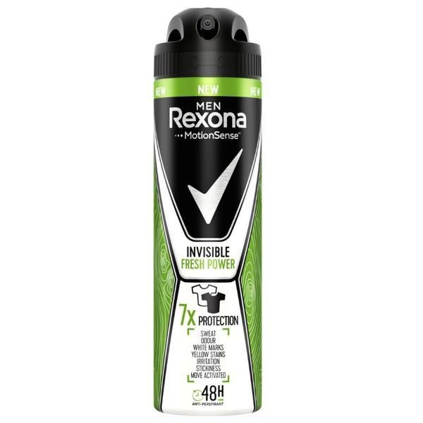 Rexona Дезодорант против изпотяване Invisible Spray за мъже - Rexona Men MotionSense Invisible Fresh Power 48h, 150 мл