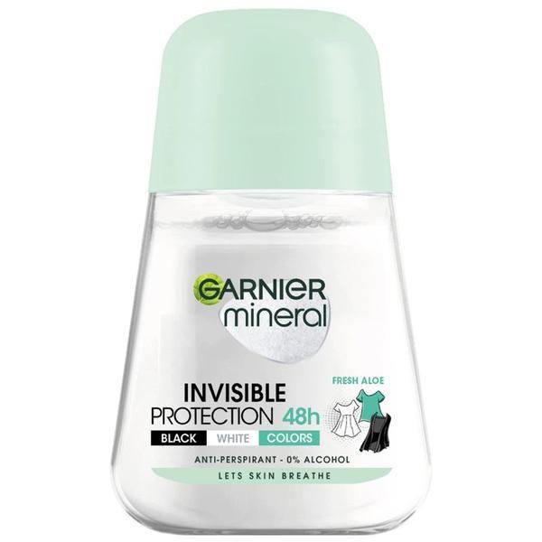 Garnier Дезодорант против изпотяване Roll-on - Garnier Mineral Invisible Protection 48h Black White Colours Fresh Aloe, 50 мл