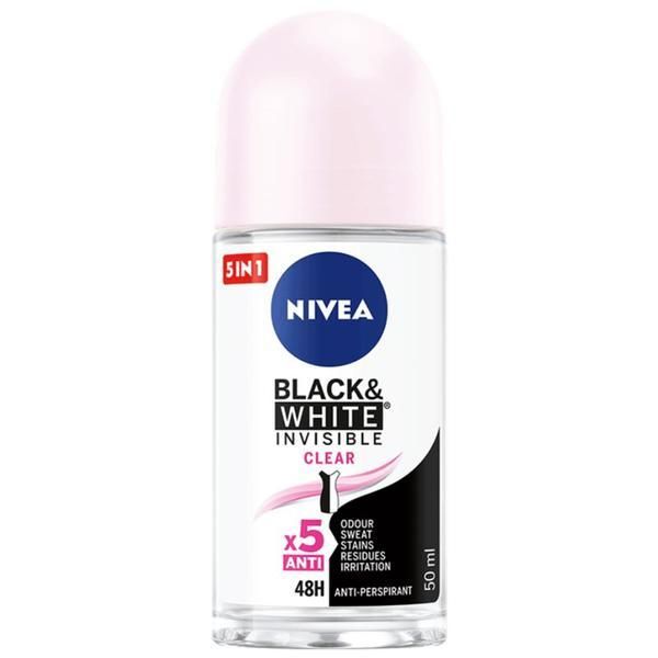 Nivea Дезодорант Roll-On - Nivea Black&amp;White Invisible Clear, 50 мл