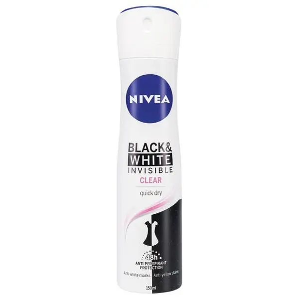 Nivea Дезодорант спрей против изпотяване Black&amp;White Invisible Clear, Nivea, 150 мл