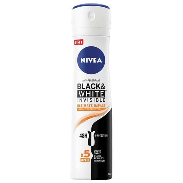 Nivea Дезодорант спрей против изпотяване Nivea Black&amp;White Invisible Ultimate Impact, 150 мл