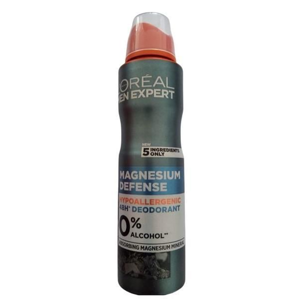 L'Oreal Paris Дезодорант спрей против изпотяване за мъже - L&#039;Oreal Paris Men Expert Magnesium Defense Hypoallergenic 48H, 150 мл