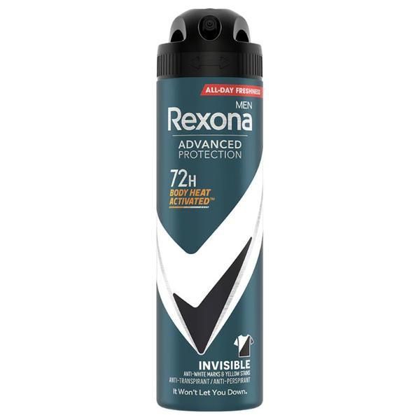 Rexona Дезодорант спрей против изпотяване за мъже - Rexona Men Advanced Protection Invisible Black&amp;White 72h, 150 мл