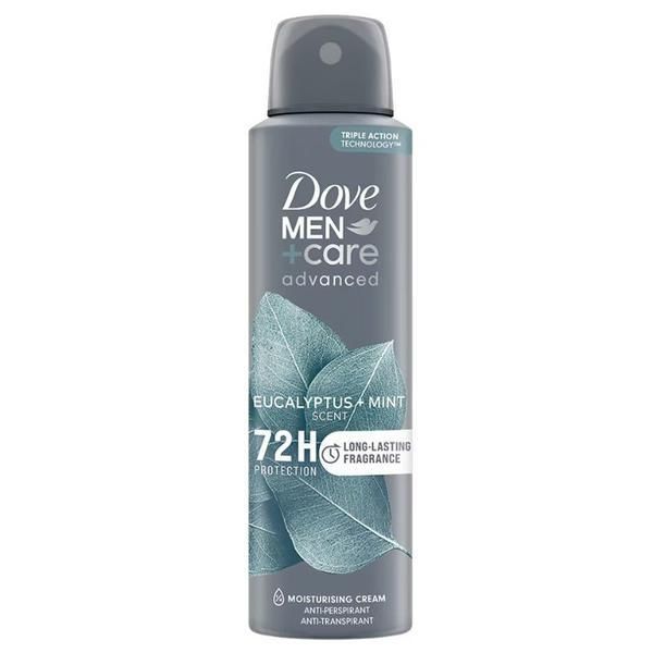 Dove Дезодорант спрей за мъже - Dove Men +Care Advanced 72h Protection Eucalyptus+Mint, 150 мл