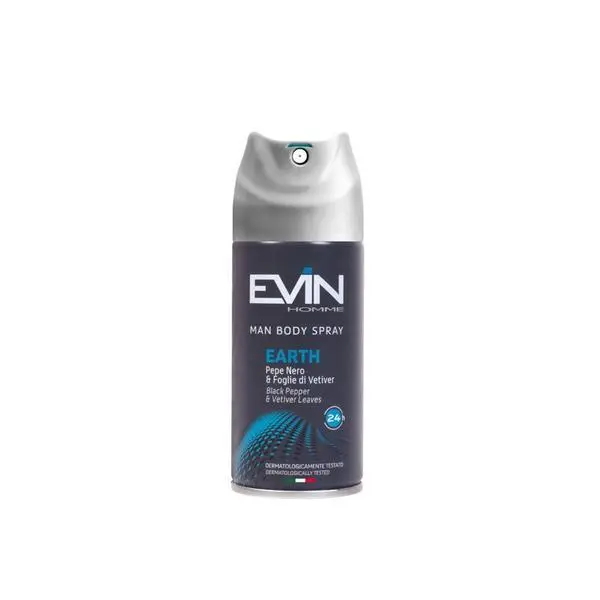 Evin Дезодорант спрей за мъже, с черен пипер и ветивер - Evin Homme Earth Man Body Spray 24h, 150 мл