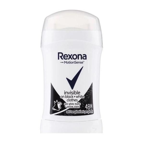 Rexona Дезодорант стик против изпотяване за мъже - Rexona MotionSense Invisble Black &amp; White 48h, 40 мл