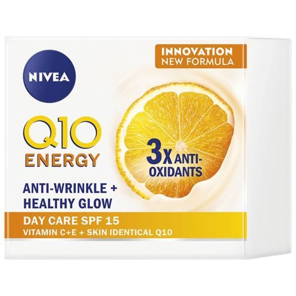 Nivea Дневен крем против бръчки със Q10 Energy SPF 15 Nivea Anti-Wrinkle + Healthy Glow Day Care, 50 мл