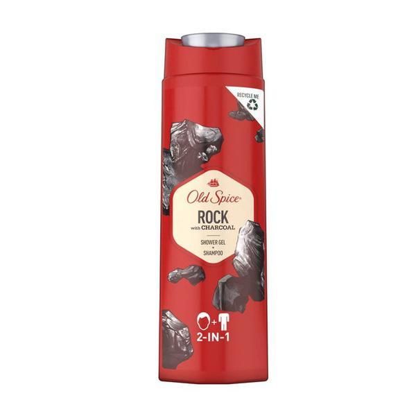 Old Spice Душ гел и шампоан за мъже - Old Spice Rock Shower Gel + Shampoo 2in1 with Charcoal, 400 мл
