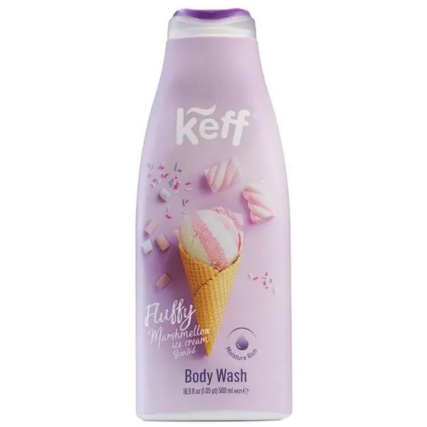 Keff Душ гел с аромат на ружа - Keff Fluffy Marshmellow Ice Cream, 500 мл