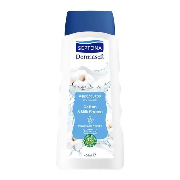 Septona Душ гел с памук и млечен протеин - Septona Dermasoft Bodywash Cotton &amp; Milk Protein, 400 мл