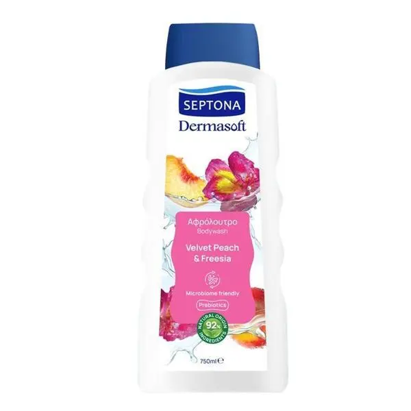 Septona Душ гел с праскова и фрезия - Septona Dermasoft Bodywash Velvet Peach &amp; Freesia, 750 мл
