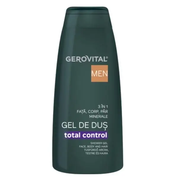 Gerovital Душ гел Total Control 3в1 - Gerovital Men Shower Gel за лице, тяло и коса, 400 мл