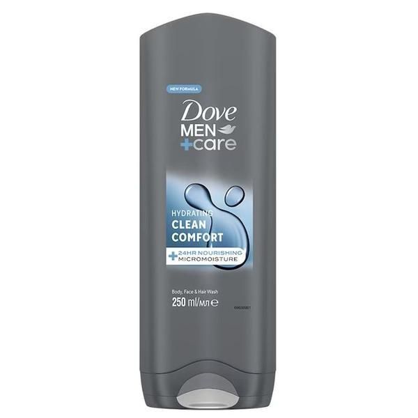 Dove Душ гел за мъже - Dove Men +Care Hydrating Clean Comfort Body, Face &amp; Hair Wash, 250 мл