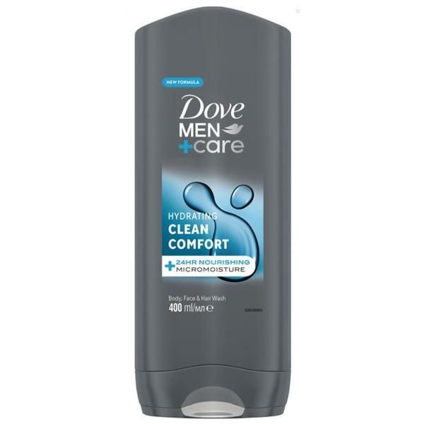 Dove Душ гел за мъже - Dove Men +Care Hydrating Clean Comfort Body, Face &amp; Hair Wash, 400 мл