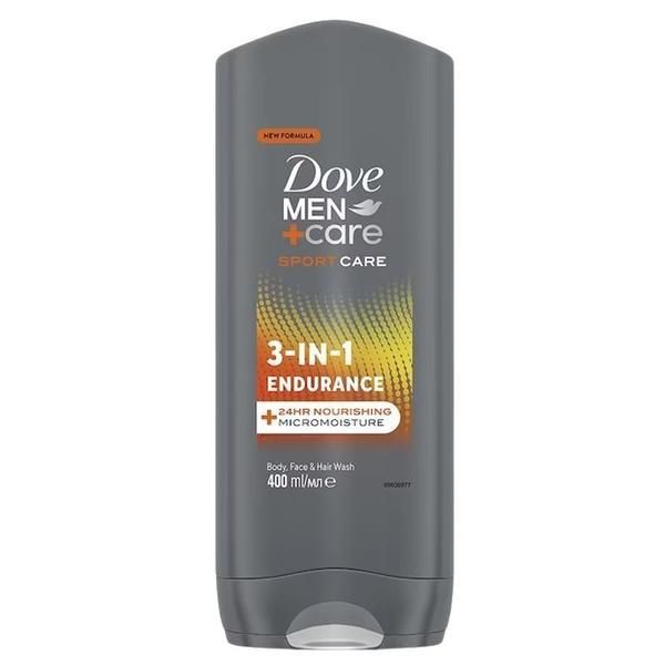 Dove Душ гел за мъже - Dove Men +Care Sport Care 3-in-1 Endurance Body, Face + Hair Wash, 400 мл