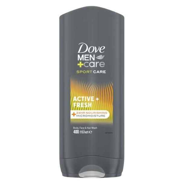 Dove Душ гел за мъже - Dove Men +Care Sport Care Active+Fresh 24HR Nourishing Micromoisture Body, Face + Hair Wash, 400 мл