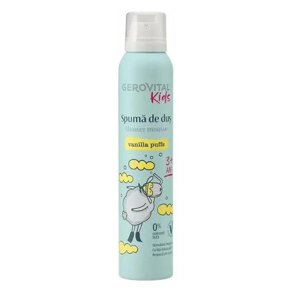 Gerovital Душ пяна - Gerovital Kids Shower Mousse Vanilla Pufs, 3+ години, 200 мл