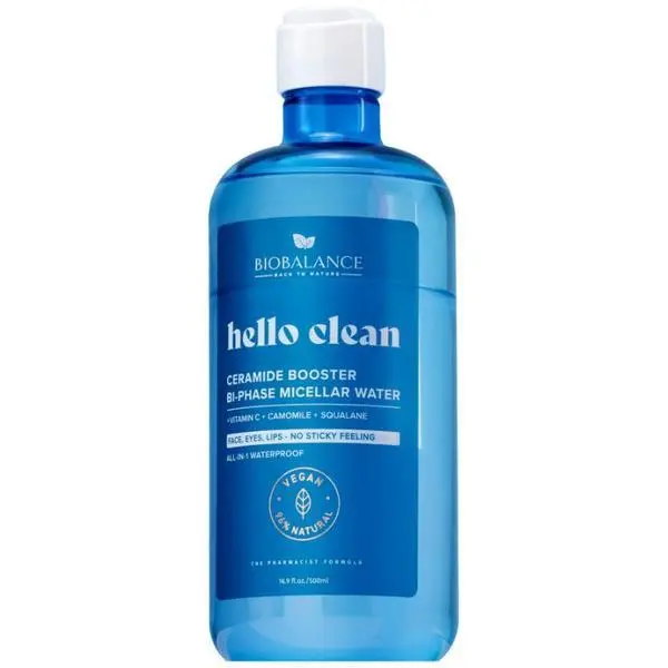 Bio Balance Двуфазна мицеларна вода с витамин C, лайка и сквалан - Bio Balance Ceramide Booster Bi-Phase Micellar Water Hello Clean, 500 мл