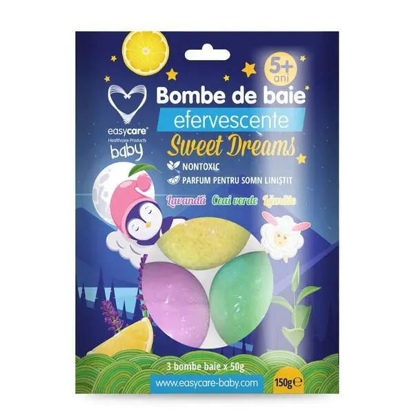 Easy Care Baby Ефервесцентни бомби за вана с аромат за спокоен сън - Easycare Baby Sweet Dreams за деца над 5 години, 3 бр. x 50 гp