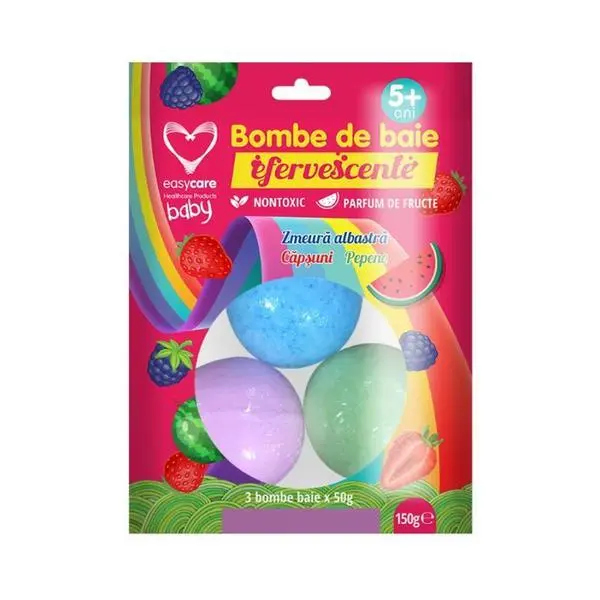 Easy Care Baby Ефервесцентни бомбички за вана за деца, Easy Care Baby, 3 броя