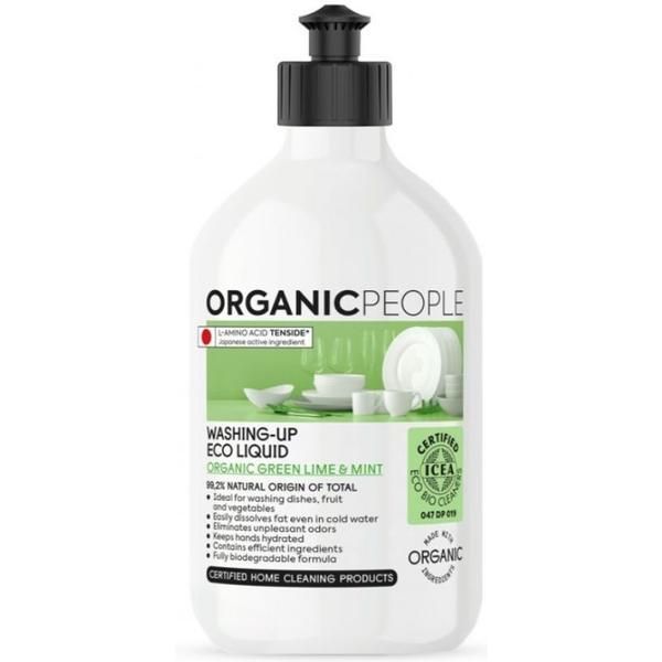 Organic People Екологичен препарат за миене на съдове Green Lime Mint Organic People, 500 мл