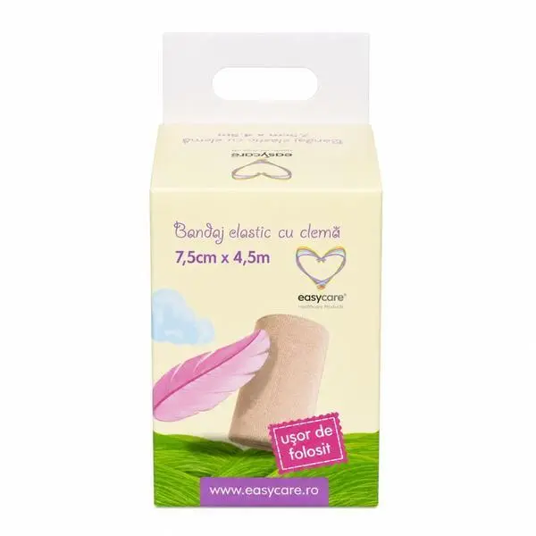 Easy Care Еластична превръзка с клипс - EasyCare 7,5 см x 4,5 м, 1 бр