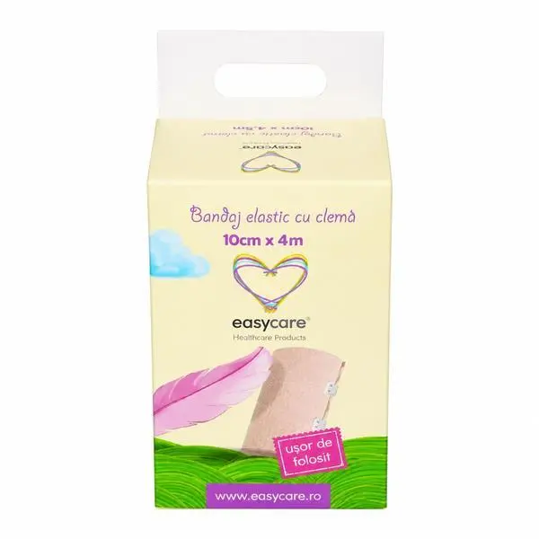 Easy Care Еластична превръзка с щипки - EasyCare 10 см x 4 м, 1 бр